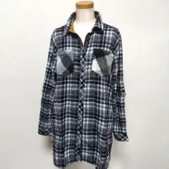 モコモコNO グレーチェックネルシャツ/F