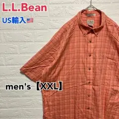 ●B413【US輸入】エルエルビーン 半袖 BDシャツ オレンジ系 【XXL】