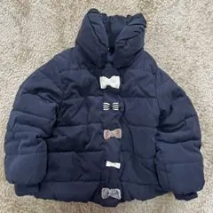 【美品】プティマイン リボン中綿アウター　80cm ネイビーダウン　コート