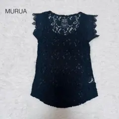 ムルーア　MURUA ブラック レース トップス 半袖　タンクトップ風　黒のサムネイル