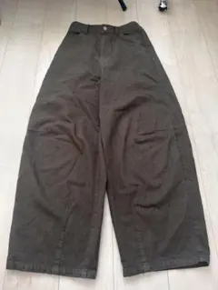 LEPSIMダークブラウン ワイドパンツ コットン