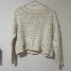 クリーム色 ポコポコ編み ニット Lサイズ