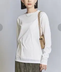 BEAUTY&YOUTH コットンナイロン天竺 シアークルーネックTシャツ