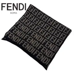 美品　FENDI ロゴ ストール　マフラー ブラック ベージュ　総柄
