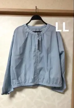 しまむら ギャザー ジップアップ ブルゾン LLサイズ ブルー