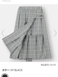 GU レディース L グレーのチェック柄プリーツスカートキュロット