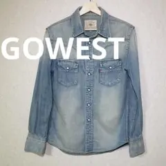 希少 GOWEST ビーズ刺繍 デニムシャツ ヴィンテージ加工 日本製 2 Mのサムネイル