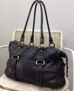 フランチェスコビアジア　レザー ショルダーバッグ ブラックのサムネイル