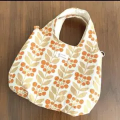2wayバッグ　ショルダーバッグ ハンドバッグ　ふんわり　ベリー柄　オレンジ
