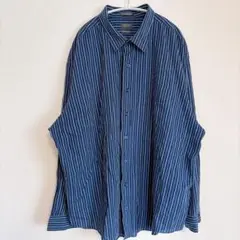 【極希少3XL】ARROW アロー 長袖シャツ ストライプ 紺 ビッグシルエットのサムネイル