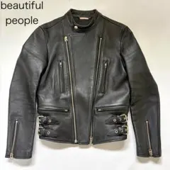 美品【ビューティフルピープル】ホースハイド スタンドカラー ライダースジャケットのサムネイル