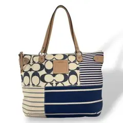 コーチ　トートバッグ　パッチワーク　シグネチャー　A4可　肩掛け可　キャンバス