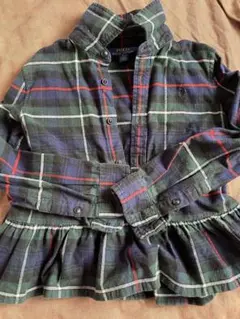 POLOラルフローレン チェック柄 フリル付きシャツ 100cm