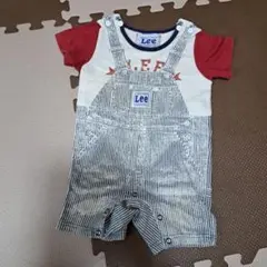 Lee ストライプオーバーオールロンパース80cm