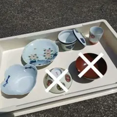 食器セット 4点 花柄等　九谷　　皿　茶碗　　湯呑み　中鉢　茶碗蒸　陶器