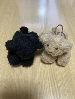 てのひらわんこのぬいぐるみ　ブラウン、ブラックセット