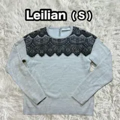 【Leilian】ニット セーター S レースデザイン ホワイト ブラック