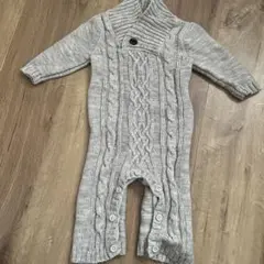 値下げ！グレー ケーブル編み　ロンパース 3-6M