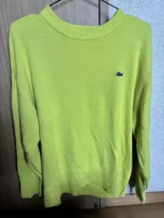 LACOSTE ニット セーター イエロー 36 レディース ワンポイントロゴ