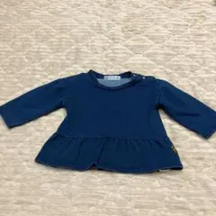 くろわっさんすべべ　ネイビー フリル裾 Tシャツ 80 デニム　ペブラム