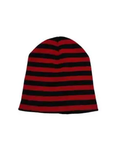 Japanese label red black border beanie