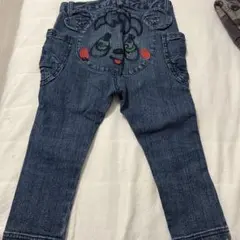 デニム長ズボン キャラクター刺繍 100cm