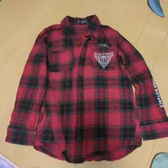 赤黒チェック 長袖シャツ