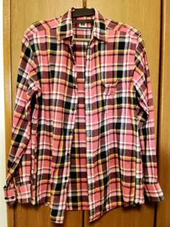 UNIQLO ピンク系チェック 長袖ネルシャツ M