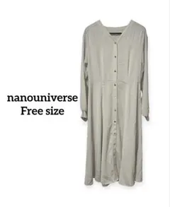 【美品】ナノユニバース LB.04 ゴールドボタン Vネックワンピース Fサイズ