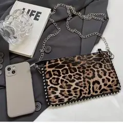 レオパード ヒョウ柄 豹柄 スタッズ付きショルダーバッグ レディース 新品