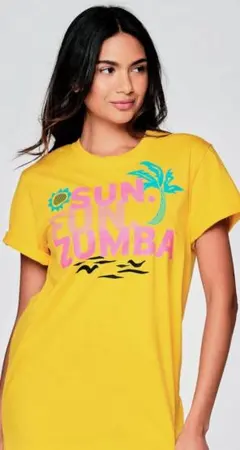 【正規品】ZUMBA SUN FUN 半袖Tシャツ イエローのサムネイル