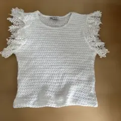ZARA ホワイト レースフリル Tシャツ Sサイズ　最終値下げ