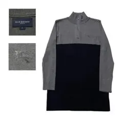 《超美品》バーバリーゴルフ ハーフジップ ニット ホースロゴ グレー ブラック