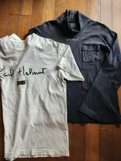 Karl Helmut カットソー2枚セット　白半袖Tシャツと黒長袖ハイネックL