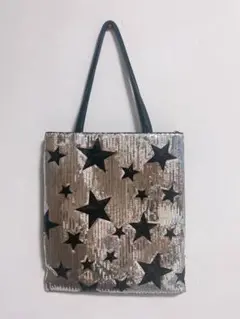 ラメ　トートバッグ　スパンコール　シルバー