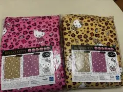 新品未開封 大判 ハローキティ キルトマット 2種 ピンク ブラウン ヒョウ柄