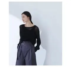 クロップドシアーニットシリーズ ワイドカフスプルオーバー