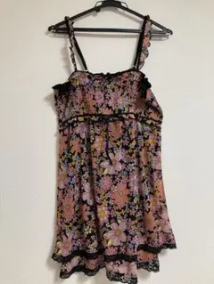 美品 レディース キャミソール トップス チュニック 花柄 レース フラワー