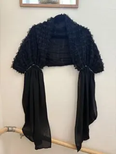 ブラック フリルデザイン シフォンボレロ ショール