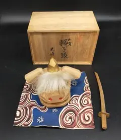 C156 獅子舞　獅子頭　木製獅子頭　木彫り　置物　工芸品 C156 獅子舞 獅子頭 木製獅子頭 木彫り 置物