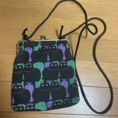 レトロモダンがま口ショルダーバッグ　猫