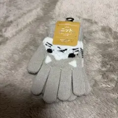 【新品 未使用】 キッズ ニットグローブ アニマル柄