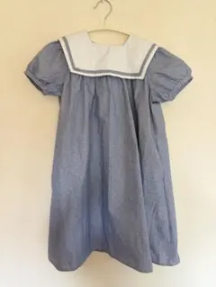 BEBE べべ　半袖　ワンピース 140cm セーラー　ストライプ　パフスリーブ