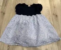 美品☆petit main☆ネイビー花柄ワンピース