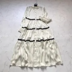 ルルウィルビー ピンドットブラウスワンピース ティアード 総柄 レース 2