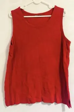 赤 ノースリーブ タンクトップ 無地 シンプル カジュアル　海外古着