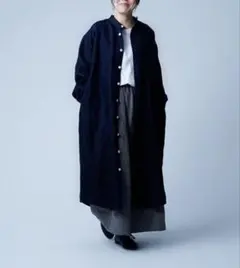 新品 wafu リネン デニム コート シャツ コットン ロング ワフ