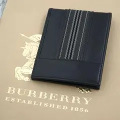 新品　BURBERRY BLACK LABEL 二つ折り財布　レザー　ブラック