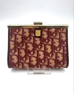 クリスチャンディオール トロッター柄　レッド　がま口　ポーチ