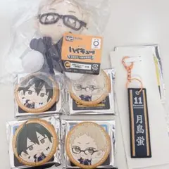タイトーくじ ハイキュー 月島蛍 お座りマスコット　フライトタグふわふわ缶バッジ